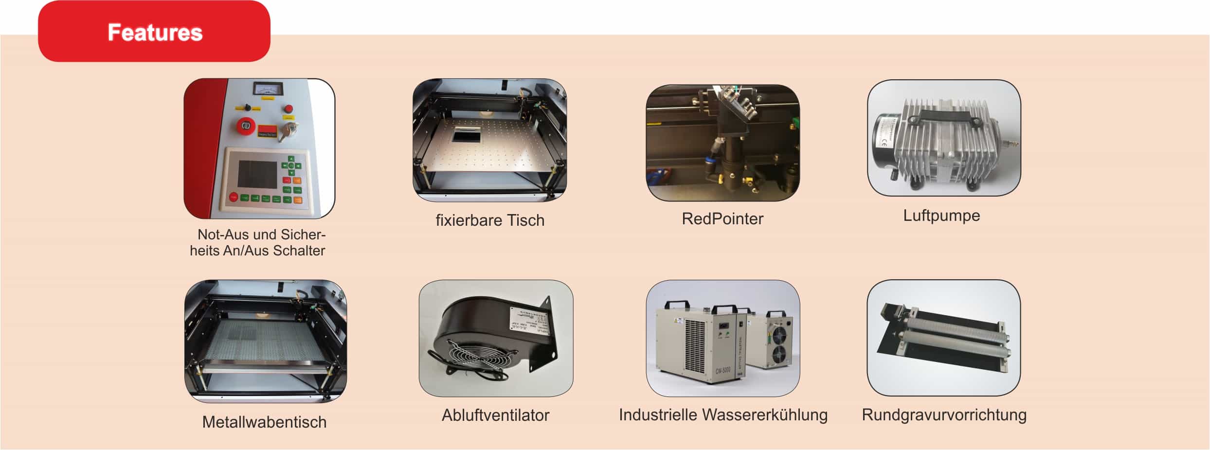 Ausstattung der tt-400 Lasermaschine